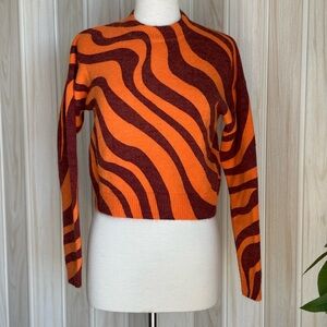 Zara Vibrant Orange and Brown Sweater